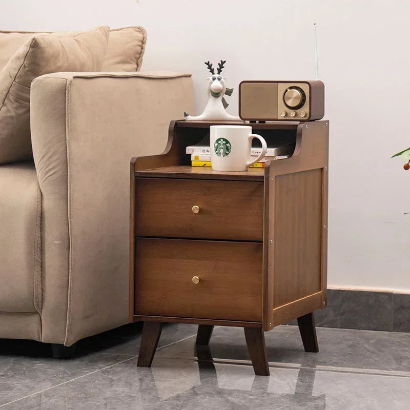Mesita de noche de bambú, mesa de té, gabinete de almacenamiento lateral creat