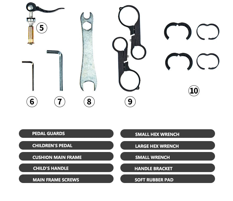 Bicycle Universal Adjustable Baby Seat Child Saddle Front Frame Safety Handlebar Quick Release Outdoor Parent-child with Pedals