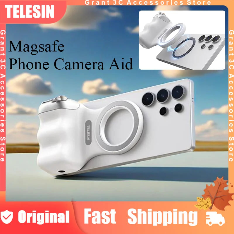 TELESIN-empuñadura magnética para cámara de teléfono, mango remoto con obturador Bluetooth para iPhone 16 15 14 HUAWEI VIVO Vlog Selfie