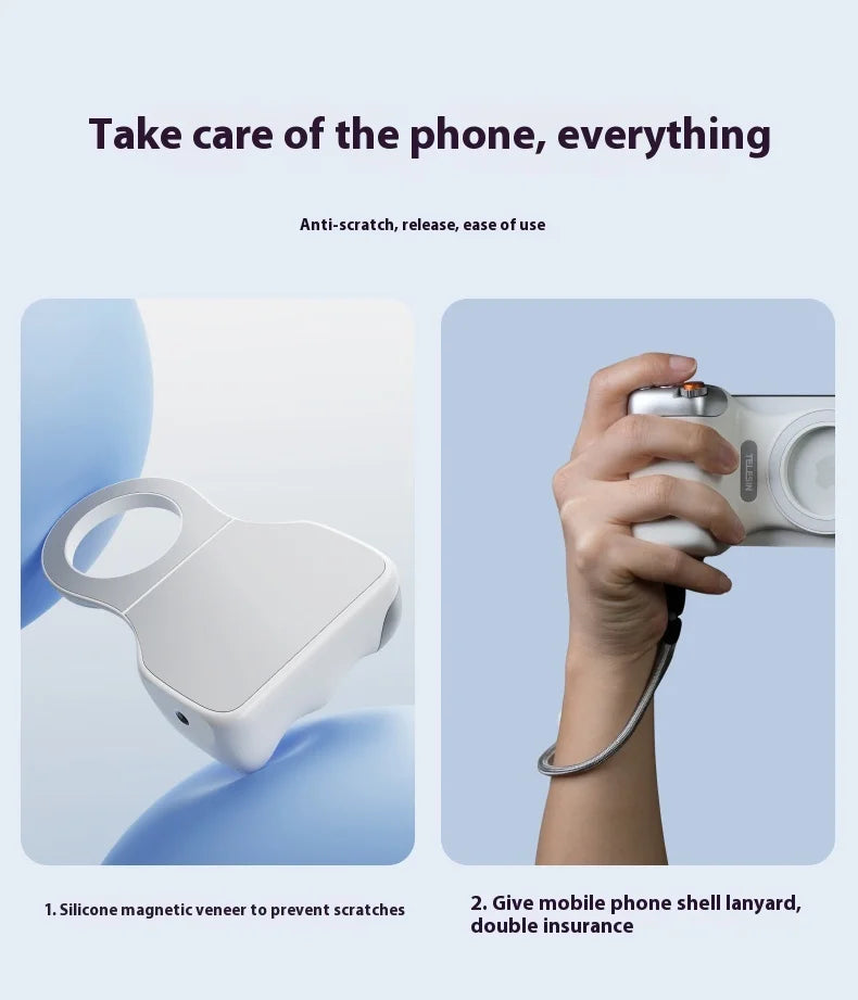 TELESIN-empuñadura magnética para cámara de teléfono, mango remoto con obturador Bluetooth para iPhone 16 15 14 HUAWEI VIVO Vlog Selfie