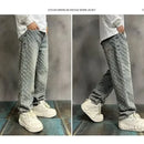 American Style Vintage Men's Jeans Loose Fit Full Printed Design Sensible Niche Straight Leg Pants New Spring Autumn Trendy Bran
