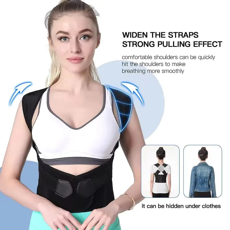 Corrector de postura con tirantes para espalda para mujeres y hombres, soporte Lumbar para espalda, soporte de postura de hombro para mejorar la postura y aliviar el dolor de espalda