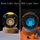 3D Crystal Ball Night Light Lamp Crystal Planet Laser Engraved Solar System Globe Astronomy Gift Birthday Glass Home Decoration