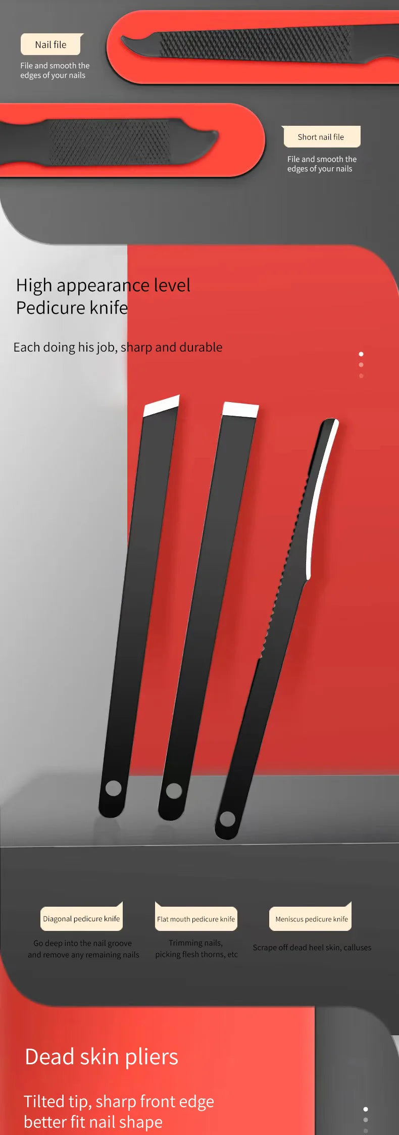 Juego de cortaúñas, herramientas de belleza prácticas, cortaúñas para manicura, cortaúñas, cuchillo para pedicura, cuchillo pelador de orejas, manicura de uñas T