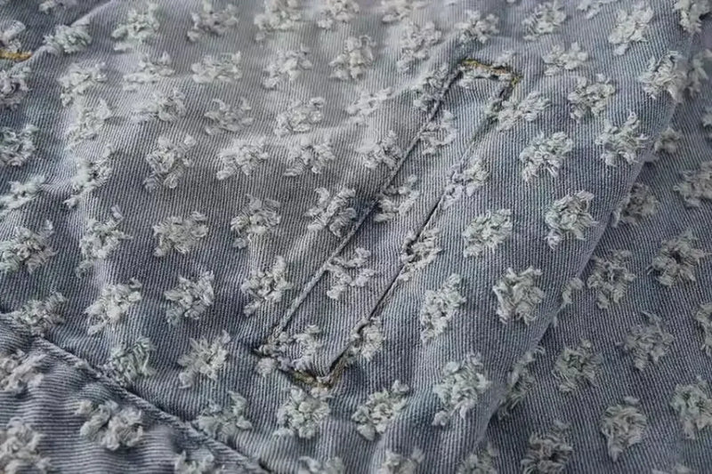 Autumn Winter Washed Embroidered Loose American Style Vintage High-End Design Denim Jacket Men's Casual Outerwear