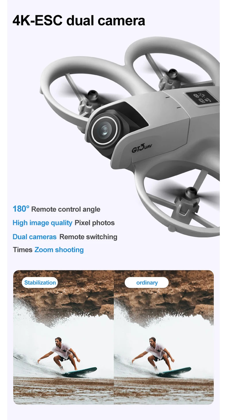 Drone GT3 8K 180 °   Cámara eléctrica ajustable flujo óptico evitación de obstáculos Drone iluminación Control remoto avión de juguete para niños