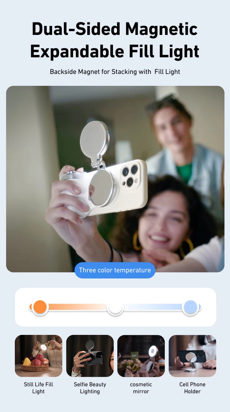 TELESIN-empuñadura magnética para cámara de teléfono, soporte para teléfono, ayuda de disparo, mango de Control remoto para Iphone, HUAWEI, SAMSUNG