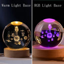 3D Crystal Ball Night Light Lamp Crystal Planet Laser Engraved Solar System Globe Astronomy Gift Birthday Glass Home Decoration