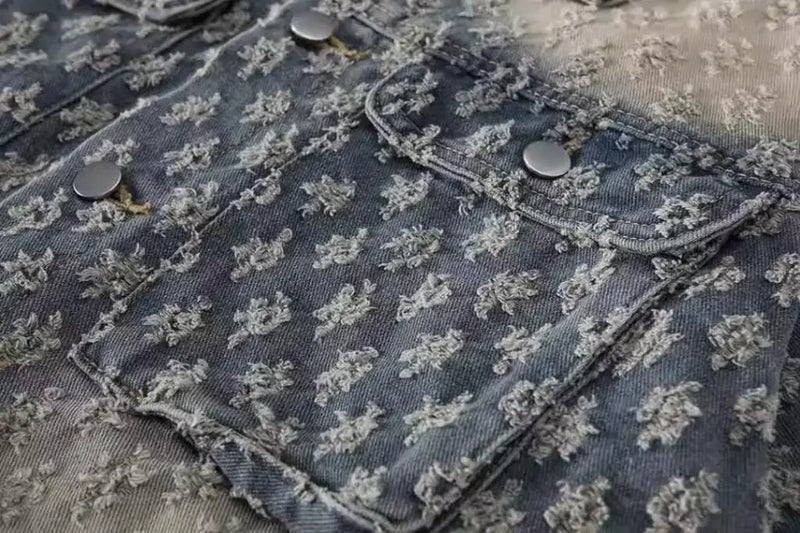 Autumn Winter Washed Embroidered Loose American Style Vintage High-End Design Denim Jacket Men's Casual Outerwear