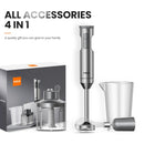 MIUI Hand Immersion Blender 1000W Powerful 4-in-1,Stainless Steel Stick Food Mixer,700ml Mixing Beaker,500ml Processor,Whisk