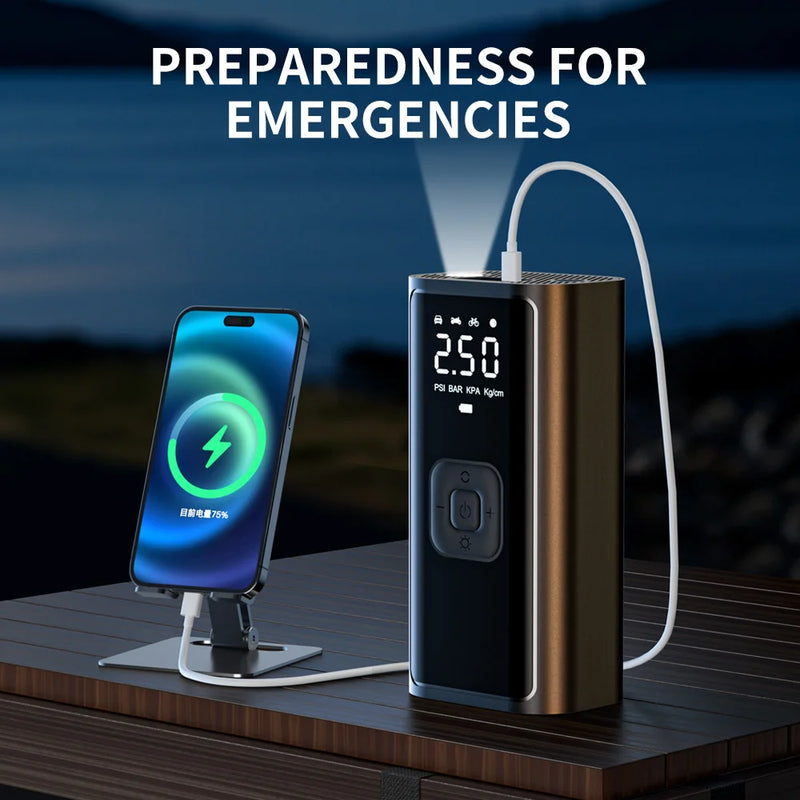 YIJU-bomba de aire recargable para coche, Inflador de neumáticos, compresor portátil, Inflador de neumáticos de coche inalámbrico Digital para bolas de bicicleta y motocicleta