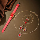 6/5/1PCS Luxury Fashion Square Women's Watches Brand Ladies Quartz Wristwatch Jewelry Set Classic Simple Femme Relogio Feminino