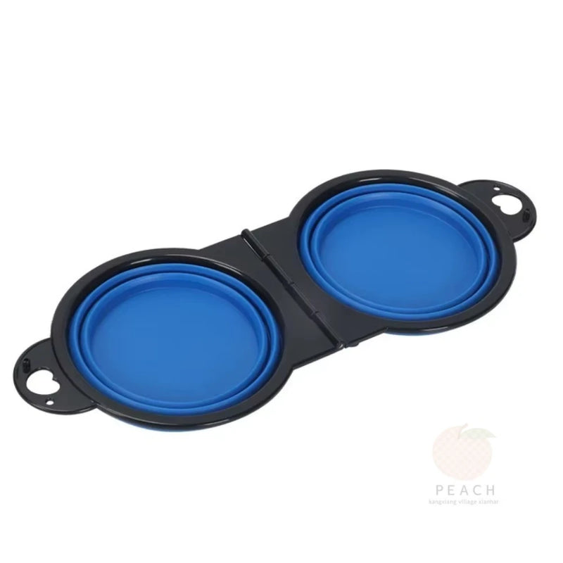 Cuenco doble plegable 2 en 1 de 1 pieza, cuenco de alimentación portátil para viajes al aire libre, cuenco para perros y gatos, suministros para mascotas