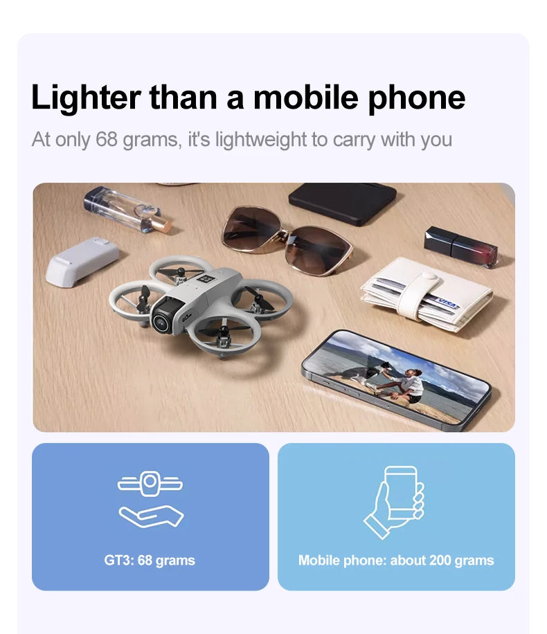 Drone GT3 8K 180 °   Cámara eléctrica ajustable flujo óptico evitación de obstáculos Drone iluminación Control remoto avión de juguete para niños