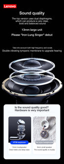 Lenovo LivePods HT38 TWS Bluetooth Earphone Mini Wireless Earbuds with Mic for iPhone Xiaomi Sport Waterproof 9D Stere Headphone