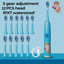 Children Electric Toothbrush Cartoon Kids With Replacement Head Ultrasonic  IPX7 Waterproof Rechargeable Sonic Toothbrush