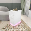 Nightstands Wooden Bedside Table With 3 Layers Of Drawers European Standard Plug Warm Lamp 50x30x63cm Home Bedroom Furniture