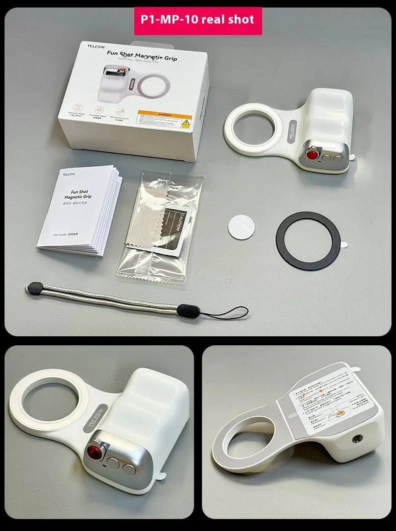 TELESIN-empuñadura magnética para cámara de teléfono, mango remoto con obturador Bluetooth para iPhone 16 15 14 HUAWEI VIVO Vlog Selfie