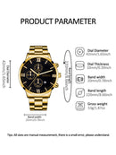 4pcs gold alloy Roman with calendar men's quartz watch and cross necklace bracelet ring set selected gift