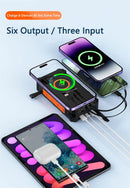 Banco de energía Solar con manivela de mano, 20000mAh, con 4 paneles solares, cargador inalámbrico, Powerbank para iPhone 15, Huawei, Xiaomi, Samsung