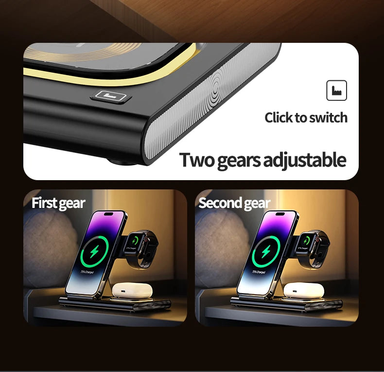 Cargador inalámbrico 3 en 1 para iPhone 15 14 13 12 Samsung S23 S22 Galaxy Watc