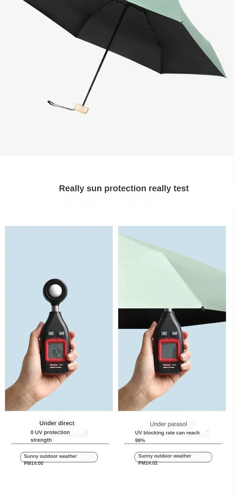 Mini sombrilla de bolsillo para la lluvia, paraguas de vinilo plegable con prote