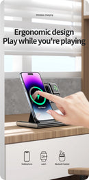 Cargador inalámbrico 3 en 1 para iPhone 15 14 13 12 Samsung S23 S22 Galaxy Watc