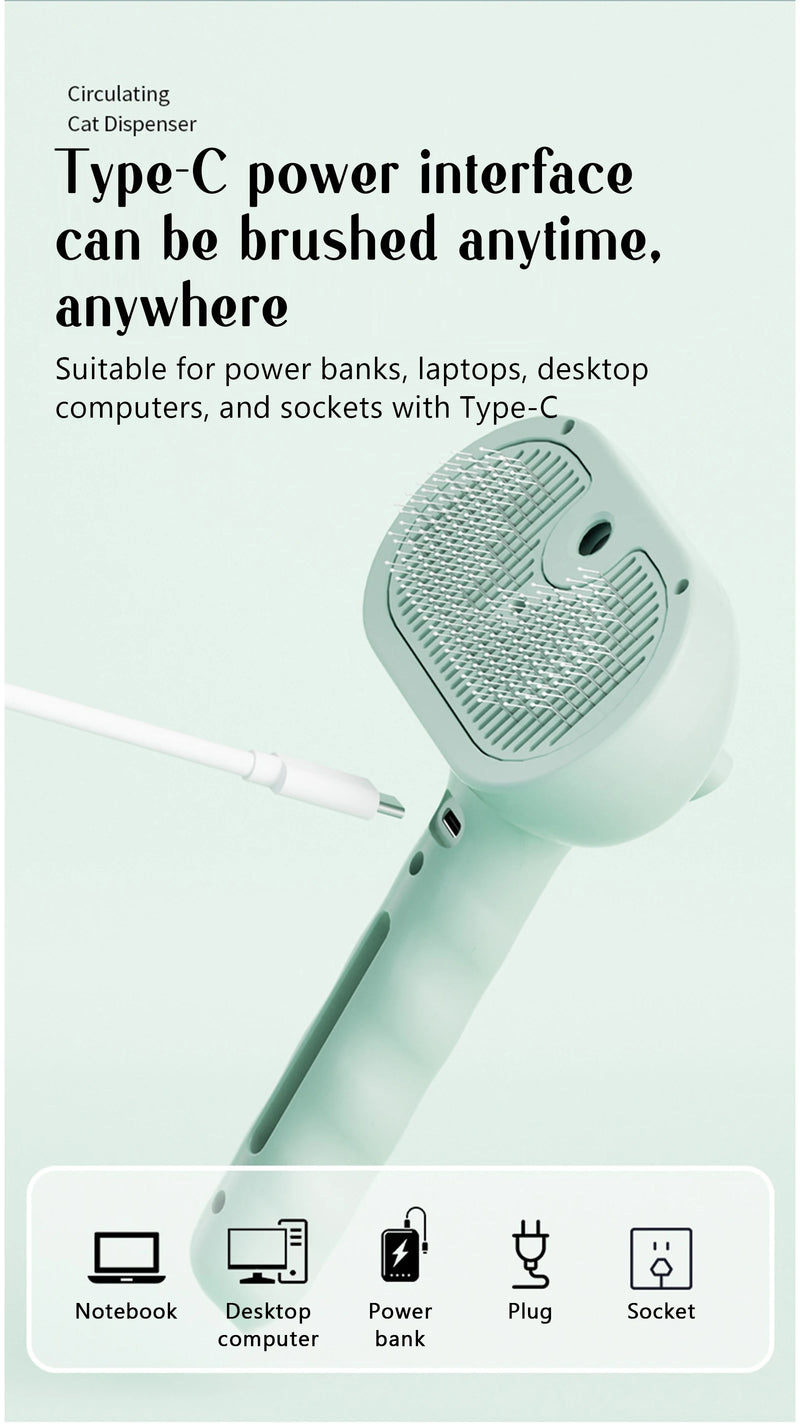 Peine de vapor para perros, cepillo de masaje para mascotas, carga USB, cabeza redonda segura, pulverizador de dientes suaves, peine de depilación Universal para gatos y perros