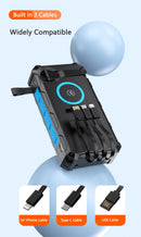 Banco de energía Solar con manivela de mano, 20000mAh, con 4 paneles solares, cargador inalámbrico, Powerbank para iPhone 15, Huawei, Xiaomi, Samsung