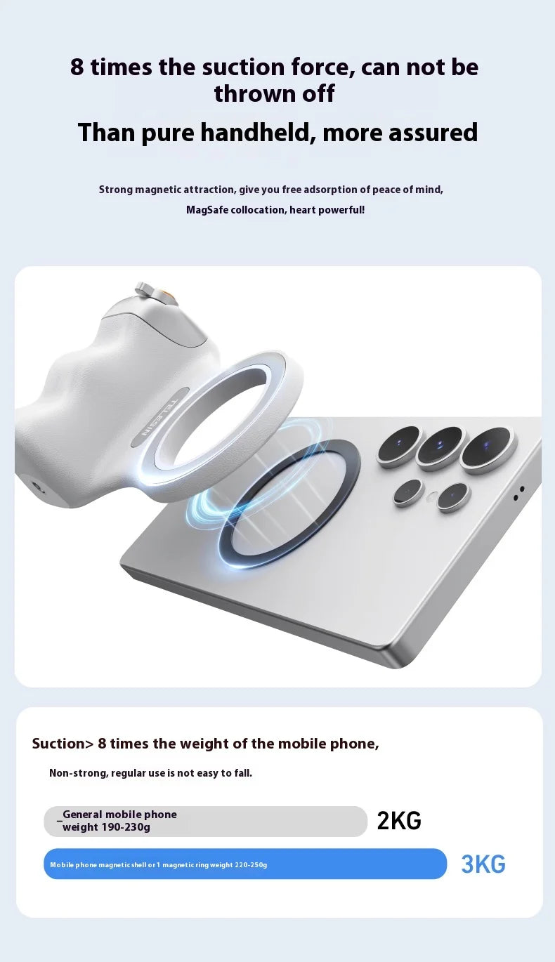 TELESIN-empuñadura magnética para cámara de teléfono, mango remoto con obturador Bluetooth para iPhone 16 15 14 HUAWEI VIVO Vlog Selfie