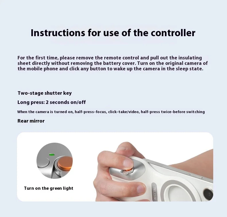 TELESIN-empuñadura magnética para cámara de teléfono, mango remoto con obturador Bluetooth para iPhone 16 15 14 HUAWEI VIVO Vlog Selfie