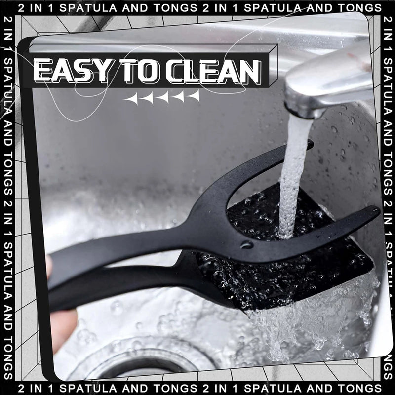 Espátula con agarre 2 en 1, abrazadera para huevos, panqueques, pescado, tostada francesa, tortilla, antiadherente, herramienta de cocina para el hogar